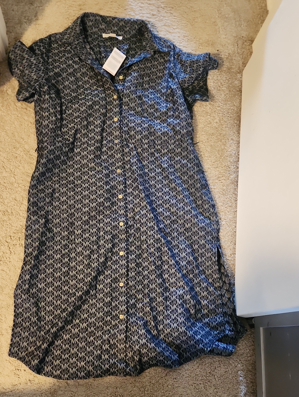 Michael Kors Navy Logo-Print Shirt Dress